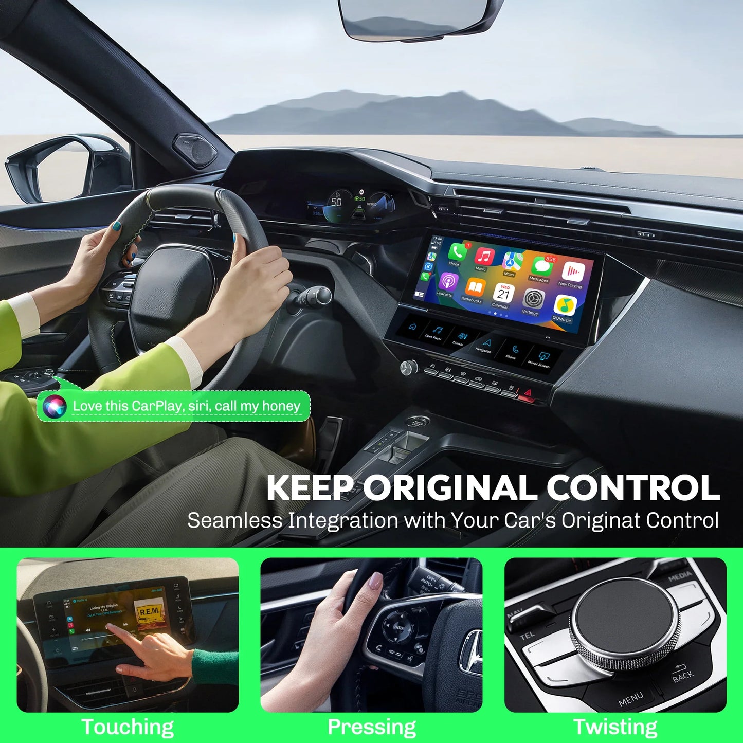 MMB Mini Wired to Wireless CarPlay Adapter – USB Plug & Play, Bluetooth 5.2 for Honda, Toyota Corolla, Peugeot 3008