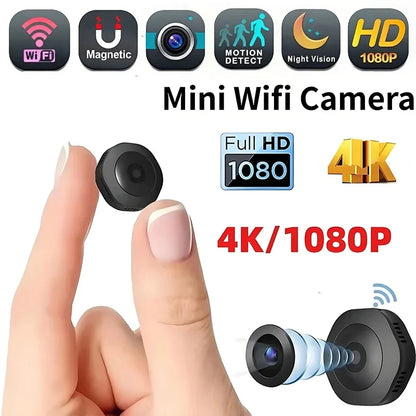 4K HD Mini Wireless Camera - Portable Night Vision WiFi Remote Monitor Video Recorder Security Camcorder