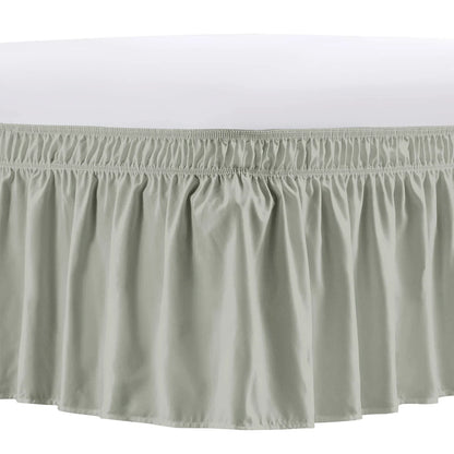 Elastic Wrap Around Bed Skirt – Wrinkle, Fade & Shrink Resistant Easy Fit Dust Ruffle for Adjustable Beds