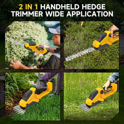 2-in-1 Cordless Hedge Trimmer & Grass Shears for DeWalt 20V Battery – Handheld Electric Garden Tool (Battery Not Included)