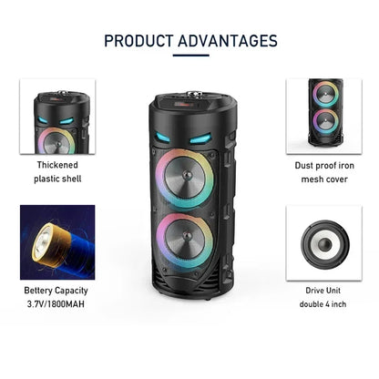 30W Portable Bluetooth Speaker - Big Power Stereo Bass Subwoofer with Microphone for Parties & Karaoke