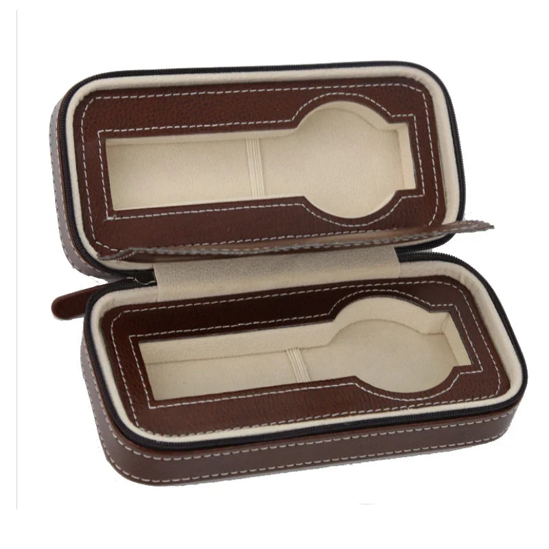 Portable Watch Storage Box Organizer - 6/10/12 Grid Zipper Display Case for Watches & Accessories