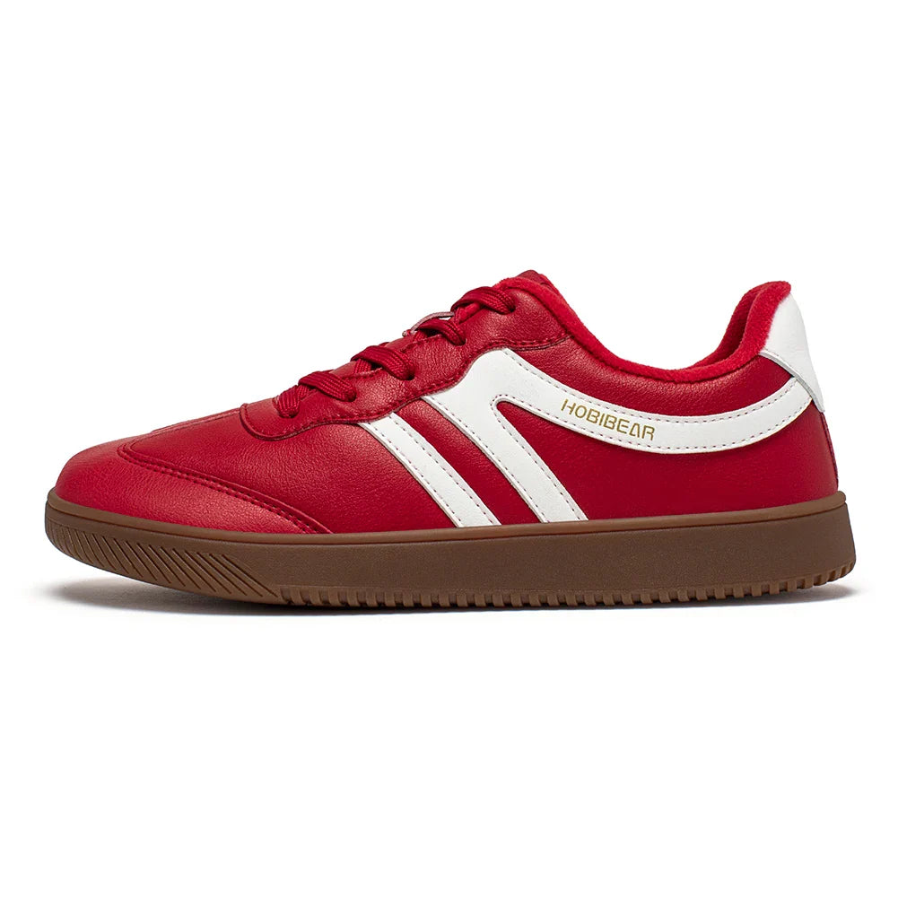 HOBIBEAR Wide-Toe Unisex Sneakers — Faux Leather with Faux Fur Lining, Casual Retro Lace-Up Shoes for Men & Women