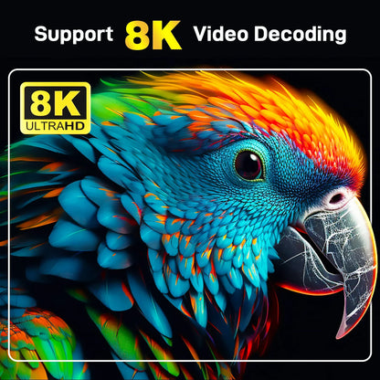 Android 14 TV Box 8K 4K Set Top — Bluetooth 5.2, 4GB RAM, 64GB Storage, S905W2 Quad Core, Dual WiFi, Voice Remote Media Player