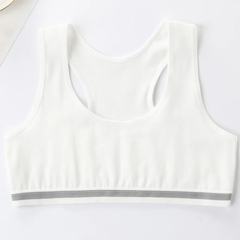 4Pcs Girls Cotton Training Bra Set - Wireless Puberty Underwear Vest Camisole for Kids & Teenage Girls