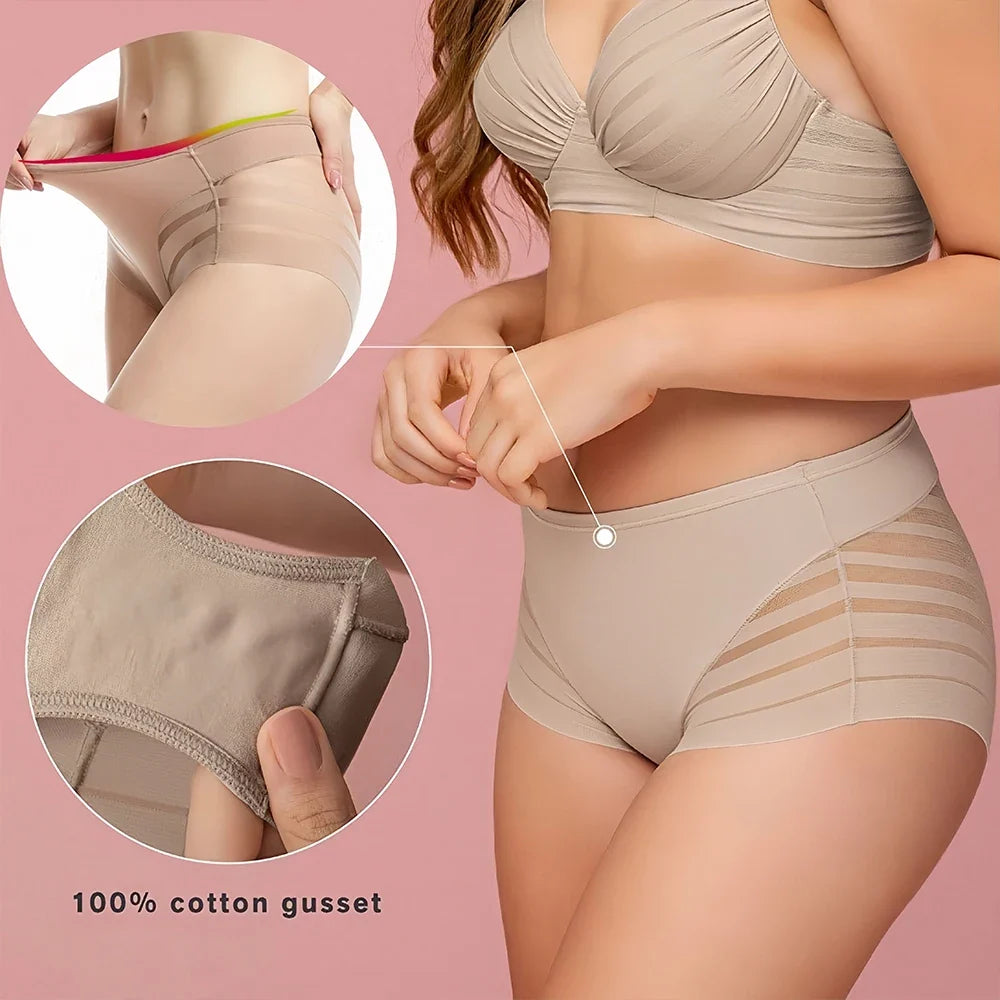 Women's Tummy Control Butt Lift Panties - Seamless Mesh Lower Belly Shapewear Briefs
