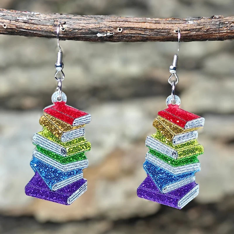 Teacher’s Day Acrylic Earrings - Cute Cat Dog Books Design Jewelry Gift for Teachers and Students