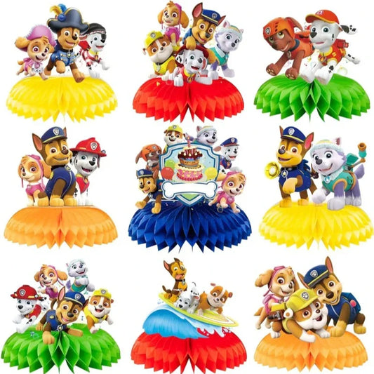 9Pcs Paw Patrol Honeycomb Table Top Decorations – Jungle Birthday Party Decor Set for Kids & Baby Shower Supplies