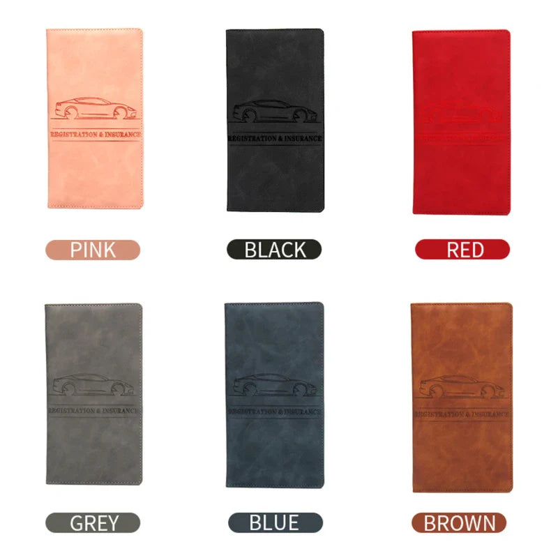 Car Registration & Insurance Holder – Leather Driving License Cover, Auto Documents Storage Bag & Credit Card Holder