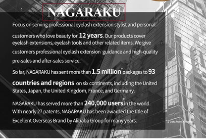 NAGARAKU Synthetic Mink Eyelash Extensions — 16 Lines, Mixed 7-15mm N/M/L/LB/LC/LD Curl High-Quality Individual Lashes