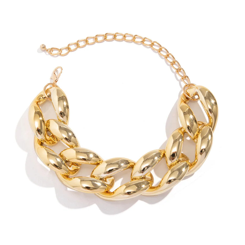 Exaggerated Plastic CCB Chunky Chain Necklace – Vintage Goth Twisted Lock, Thick Choker, Grunge Jewelry for Women & Men, Steampunk Style