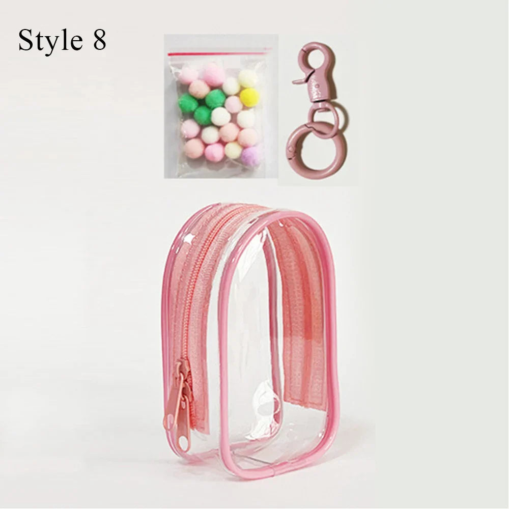 Transparent Jewelry Organizer Box – Plastic Storage Pouch with Keychain, Dustproof Case, Cute Doll Bag for Accessories