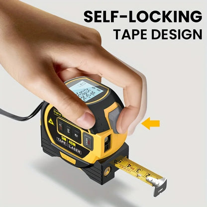 3-in-1 Laser Tape Measure: High Precision Digital Rangefinder with Steel Tape - 1 Piece