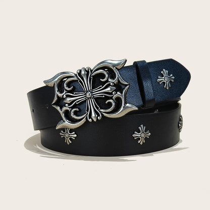 Studded Leather Belt - Y2K Punk Rock Rivet Cross Belt for Men & Women, Jeans & Pants