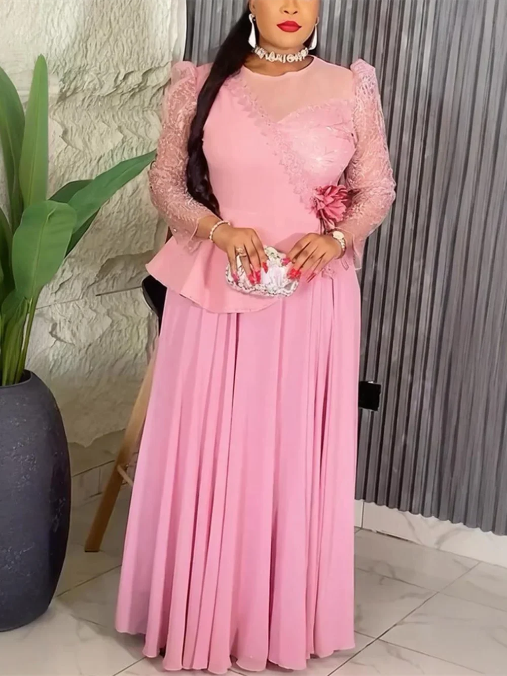Plus Size African Dresses for Women - Dashiki Ankara Muslim Wedding Party Gown Long Elegant Dress