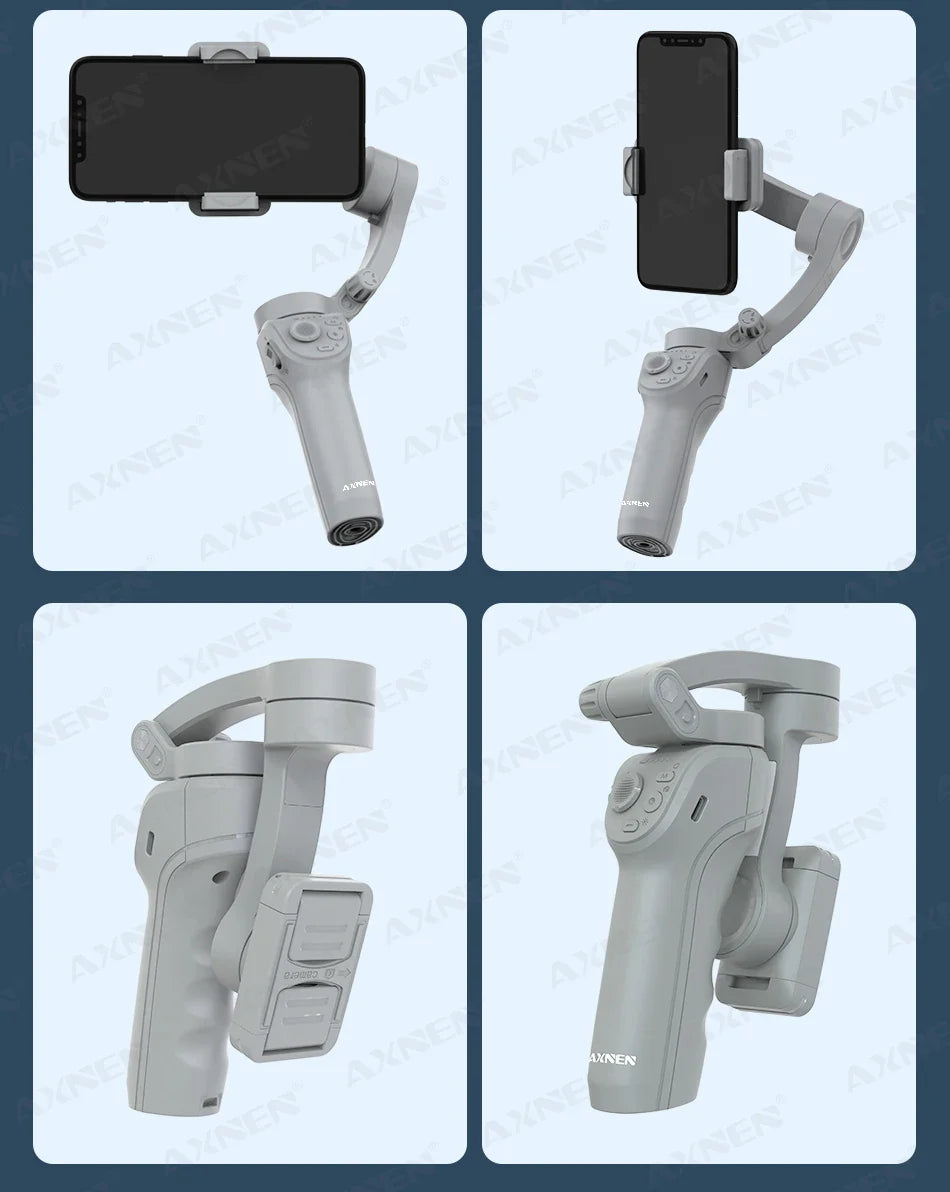 HQ6 3-Axis Gimbal Handheld Stabilizer – With Fill Light, Face Tracking, Anti-Shake for Android & iPhone Video Recording