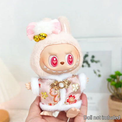 Labubu 1st & 2nd Generation Antique Hanfu Outfit Clothes with Vinyl Pendant for New Year's & Spring Festival