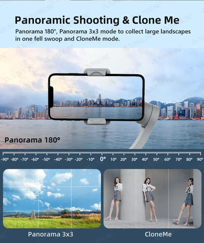 HQ6 3-Axis Gimbal Handheld Stabilizer – With Fill Light, Face Tracking, Anti-Shake for Android & iPhone Video Recording
