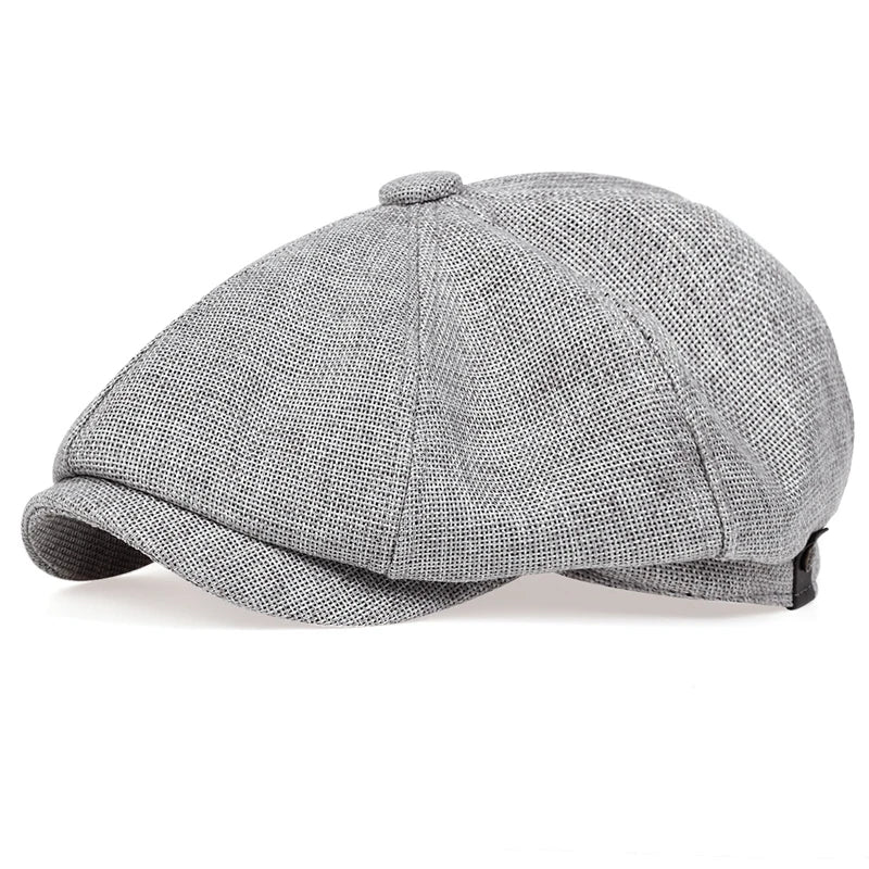 Retro Men’s Newsboy Cap — British Octagonal Herringbone Flat Painter Hat Autumn Winter Hip Hop Beret