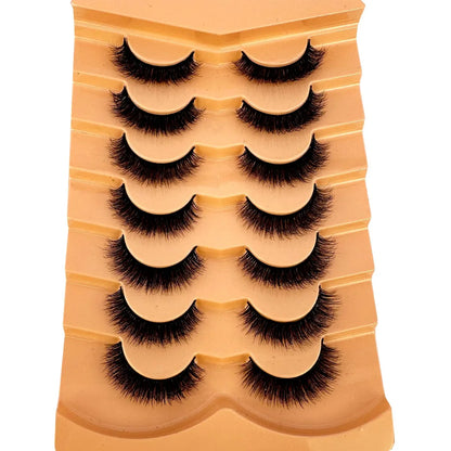 7 Pairs 3D Mink Fur False Eyelashes – Thick Short Dramatic Natural Look Makeup Lashes Wholesale