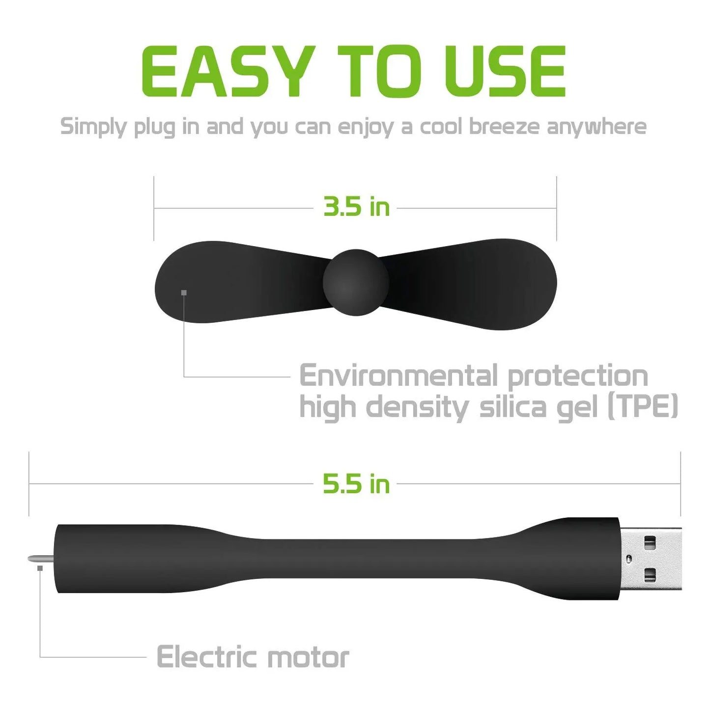Mini USB Flexible Fan – Bendable Portable Hand Fan for Laptop, PC, Power Bank, and AC Charger, Summer Cooling Gadget