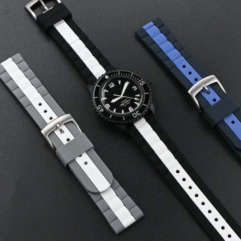 Strap for Swatch X Blancpain Five Oceans – High Tensile Sport Waterproof Silicone Watch Band, 22mm for Men & Women, Fifty Fathoms