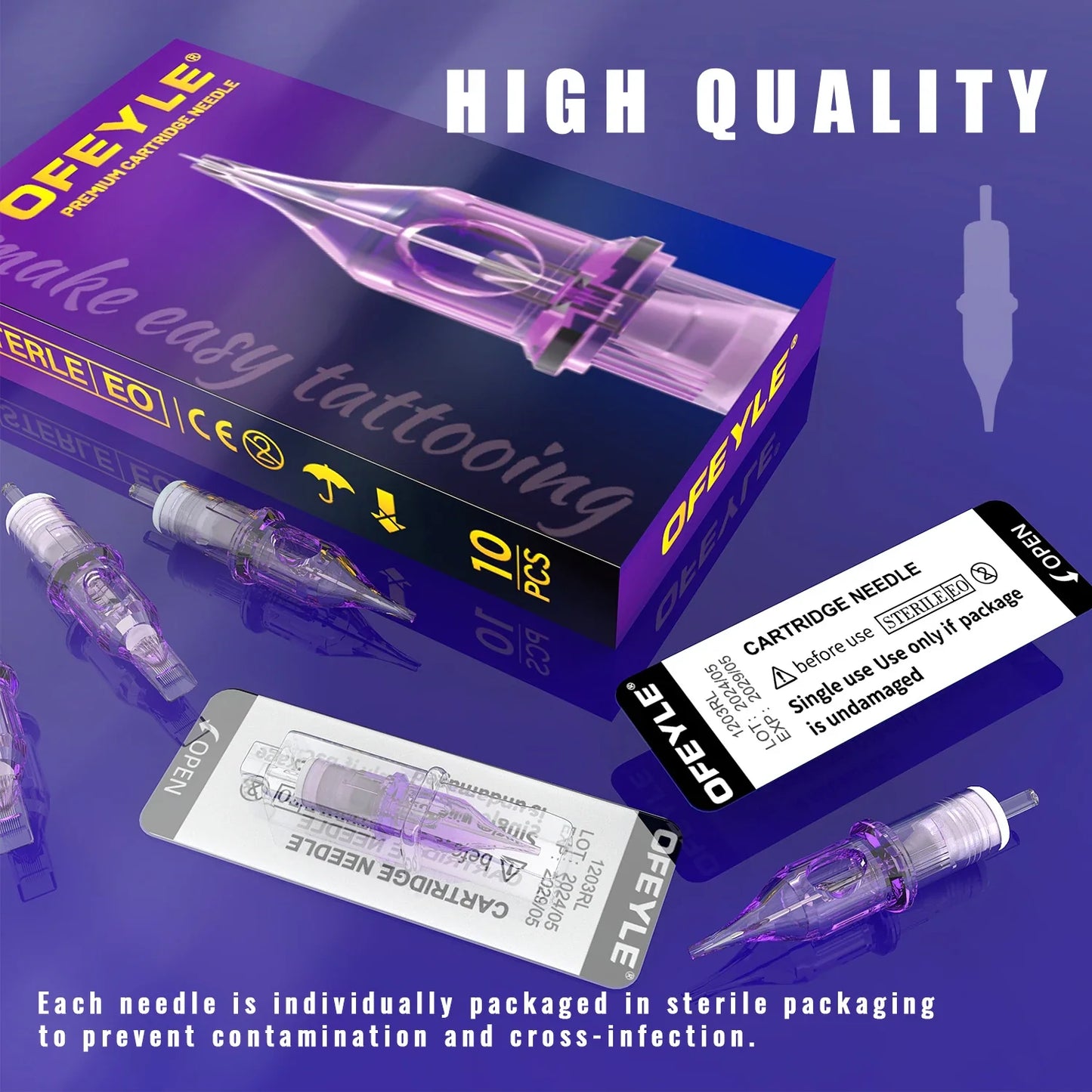 10pcs Disposable Tattoo Cartridge Needles – RL, RS, RM, M1 Series for Eyebrow, Eyeliner & Permanent Makeup