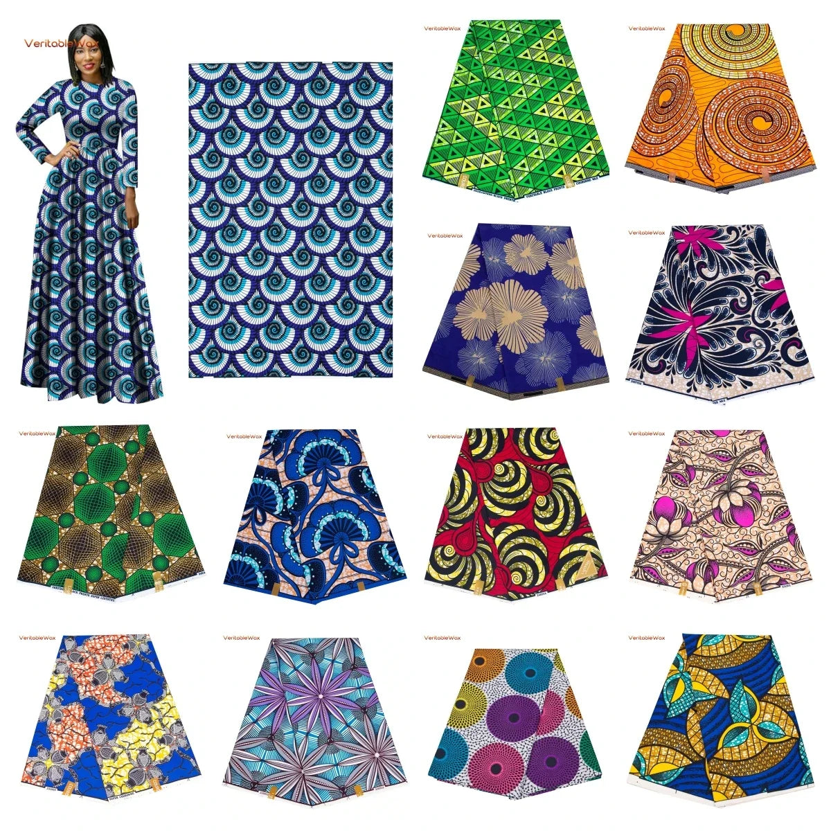 Ankara African Wax Print Fabric - Batik Pagne Polyester Material for DIY Sewing, Patchwork & Wedding Dress Craft