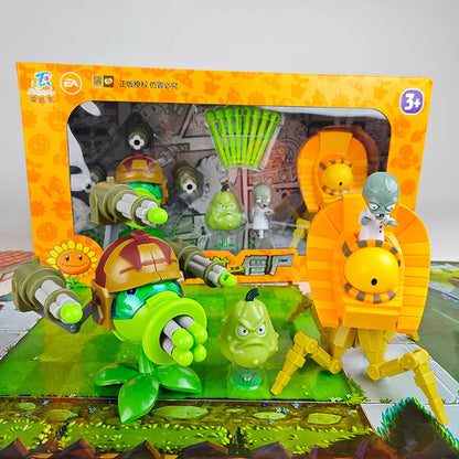 Plants vs Zombies Gatling Pea Shooter & Egyptian Zombie Toy Set – Full Game Scene Figures for Kids Gift