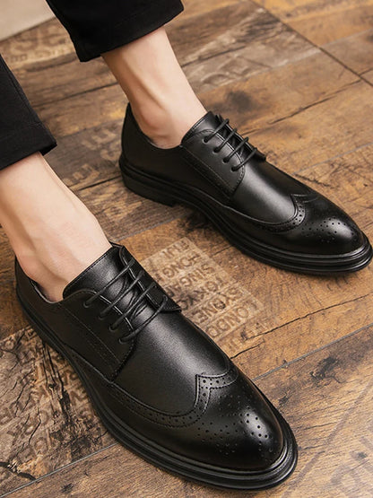 Men’s Classic Leather Brogue Dress Shoes - Formal Office, Wedding & Casual Business Shoes for Men