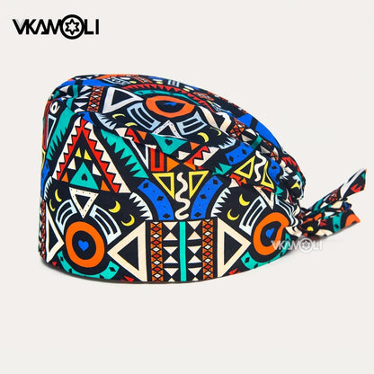 Unisex Ankara Cotton Nursing Hat - 100% Cotton Surgical Scrub Cap for Doctors, Nurses & Veterinary Medical Staff