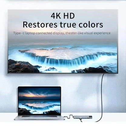8-in-1 USB-C Hub – Type-C 3.1 to 4K HDMI Adapter with RJ45, SD/TF Card Reader & PD Fast Charging for MacBook & Laptops