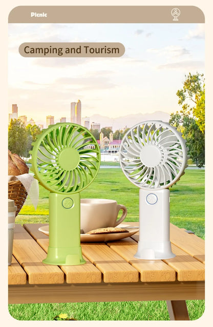 Portable Mini USB Fan – Handheld & Desktop Fan with Phone Holder, 3-Speed Adjustable Wind, Long Battery Life, Multi-Function Cooling Fan