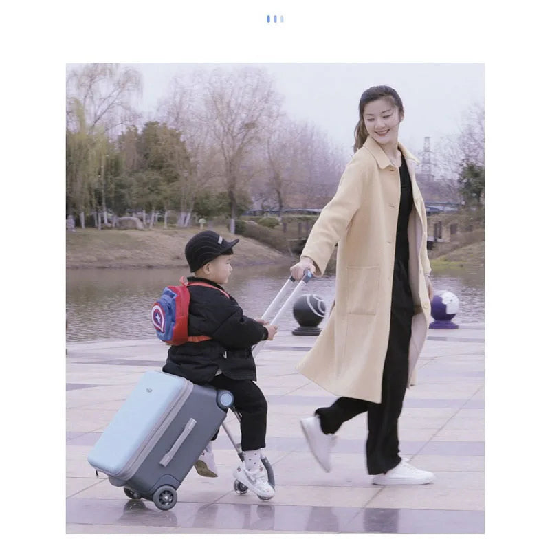 Kids Ride-On Stroller Travel Suitcase – Multifunction Waterproof & Wear-Resistant Luggage Trunk for Children