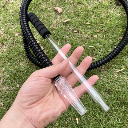Adjustable Shisha Hookah Hose Set - Glass Handle Silicone Tube with Mouth Tips for Chicha Lounge Party Club