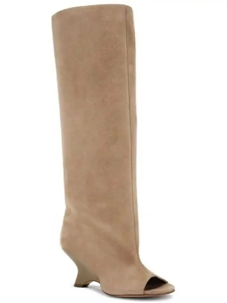 Women’s Knee-High Open Toe Boots 34-44 - 2026 Spring/Summer Chunky High Heel Fashion Boots