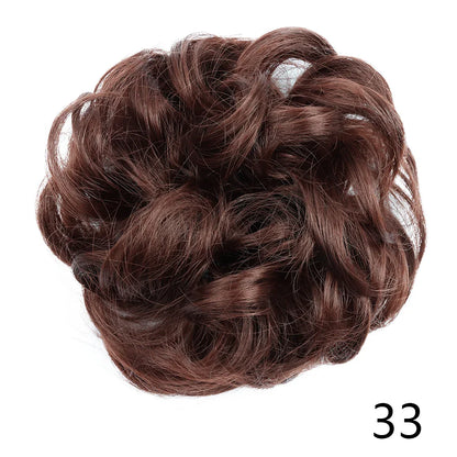 Synthetic Wavy Hair Bun Wig – Elastic Rubber Scrunchie Curly Ponytail Hair Extension for Ladies