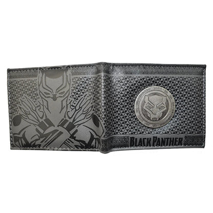 Marvel Black Panther Metal Design Wallet – PU Leather Purse with Coin Pocket for Youth