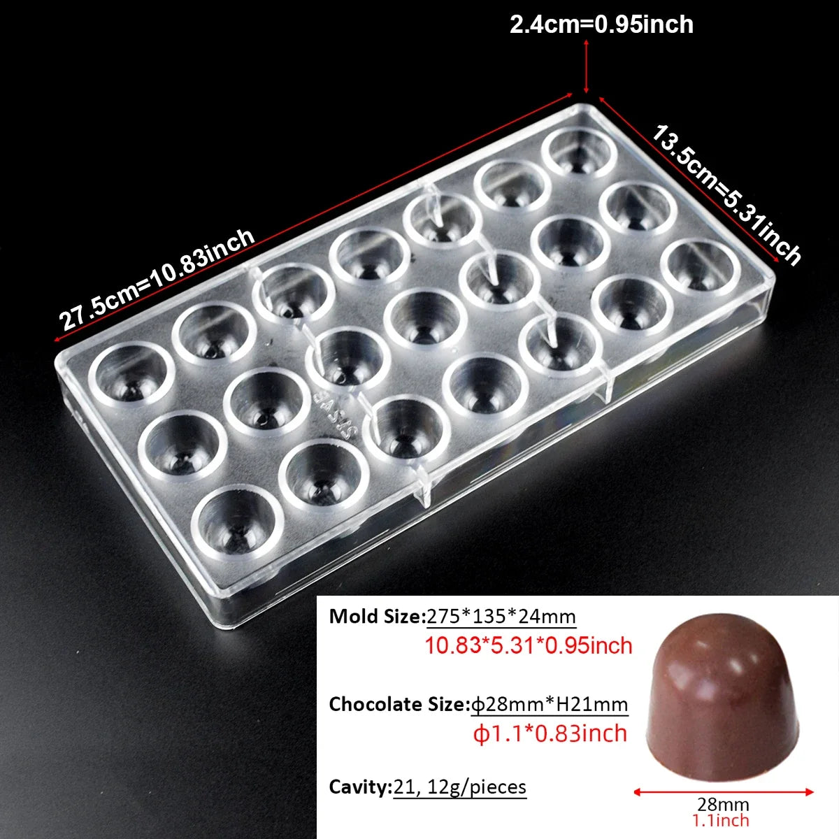 3D Polycarbonate Chocolate Mold - Sphere Diamond Chocolate Bomb & Bonbon Baking Mold for Professional Candy Making
