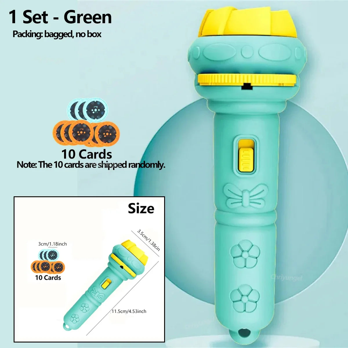 Kids Projector Flashlight Toy - 10 Cards 80 Cartoon Patterns Educational Bedtime Gift for Toddlers