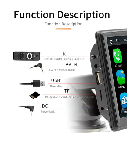 BQCC 7" HD IPS Car MP5 Player — Portable Stereo with Wireless CarPlay, Android Auto, BT, FM, USB & WiFi