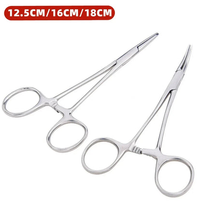 Stainless Steel Hemostatic Forceps - Locking Surgical Clamps with Curved & Straight Tip Pliers