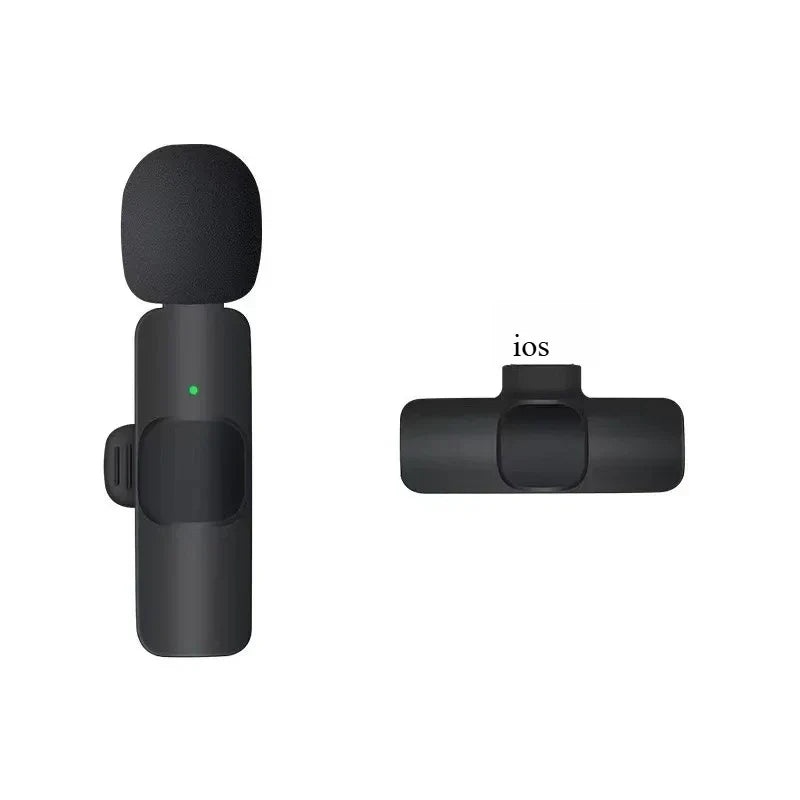 Basix Mini Wireless Lavalier Microphone - Noise Cancelling Portable Mic for iPhone Android Camera Live Interviews