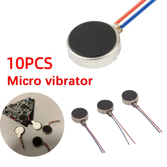 10PCS Mini Vibration Motors - 3V 12000RPM Flat Coin Micro DC Motors for Mobile Phones, Tablets and DIY Projects