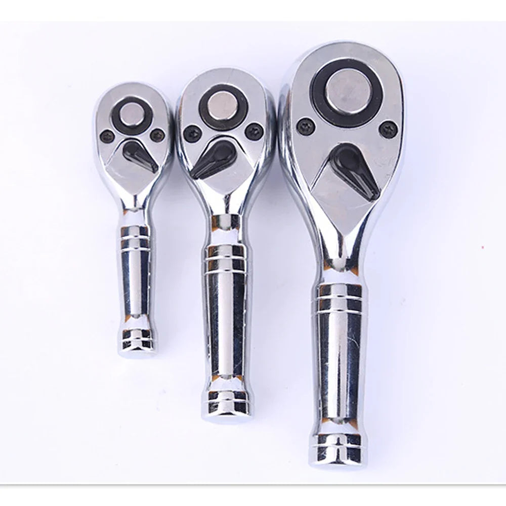 72-Tooth Mini Ratchet Wrench - 1/4, 3/8 & 1/2 Inch Short Handle Repair Tool
