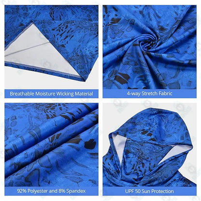 Men's Long Sleeve Fishing Hoodie – Anti-UV Sun Protection, Camouflage Hunting Shirt with UPF 50+