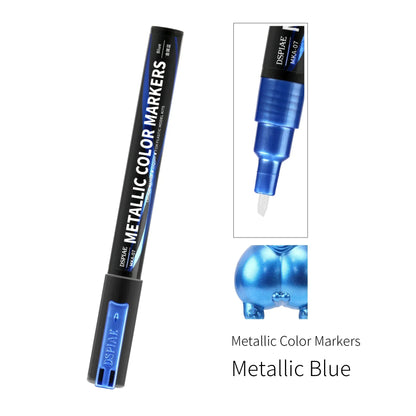 DSPIAE MKA Metallic Brush Marker Pen Set – Eco-Friendly Water-Based Soft Tip Paint Pens (Pink, Orange, Red, Blue, Green, Silver, Gold)