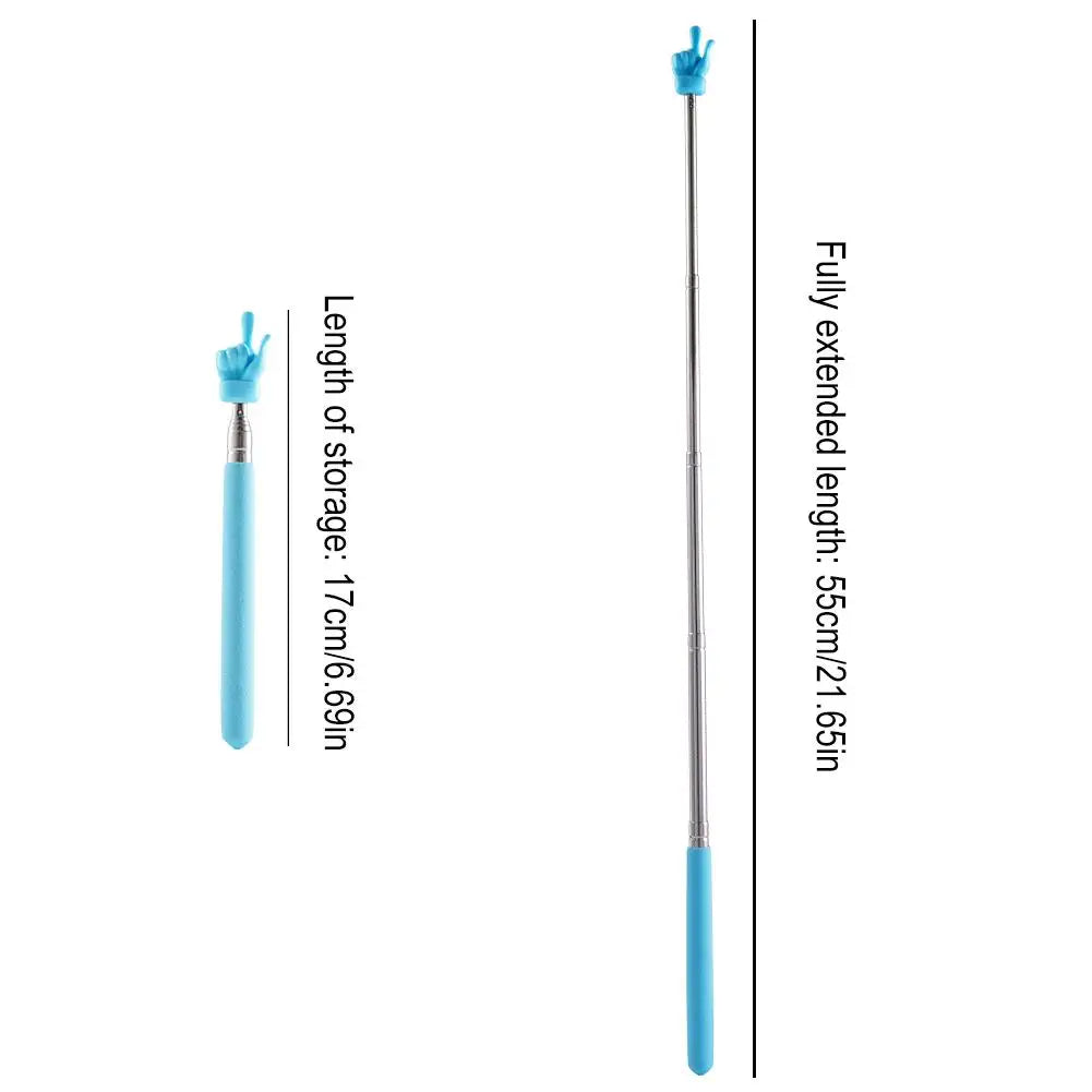 Retractable Teacher Pointer — Stainless Steel Telescopic Finger Design Stick for Classroom Teaching Supplies