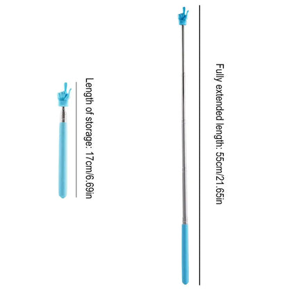 Retractable Teacher Pointer — Stainless Steel Telescopic Finger Design Stick for Classroom Teaching Supplies