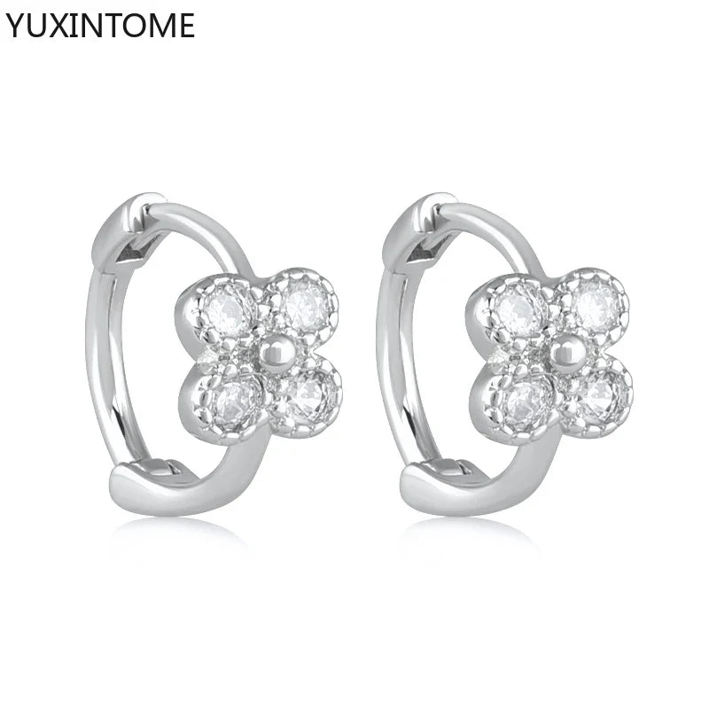 925 Sterling Silver White Zircon Hoop Earrings for Women – Fashion Geometric Crystal Silver Earrings Fine Jewelry Elegant Daily Wear Jewelry
